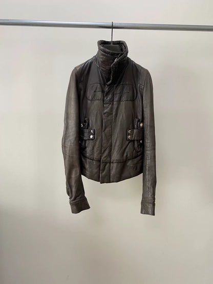 Rick Owens 2003 Fall Stand Collar Leather Jacket