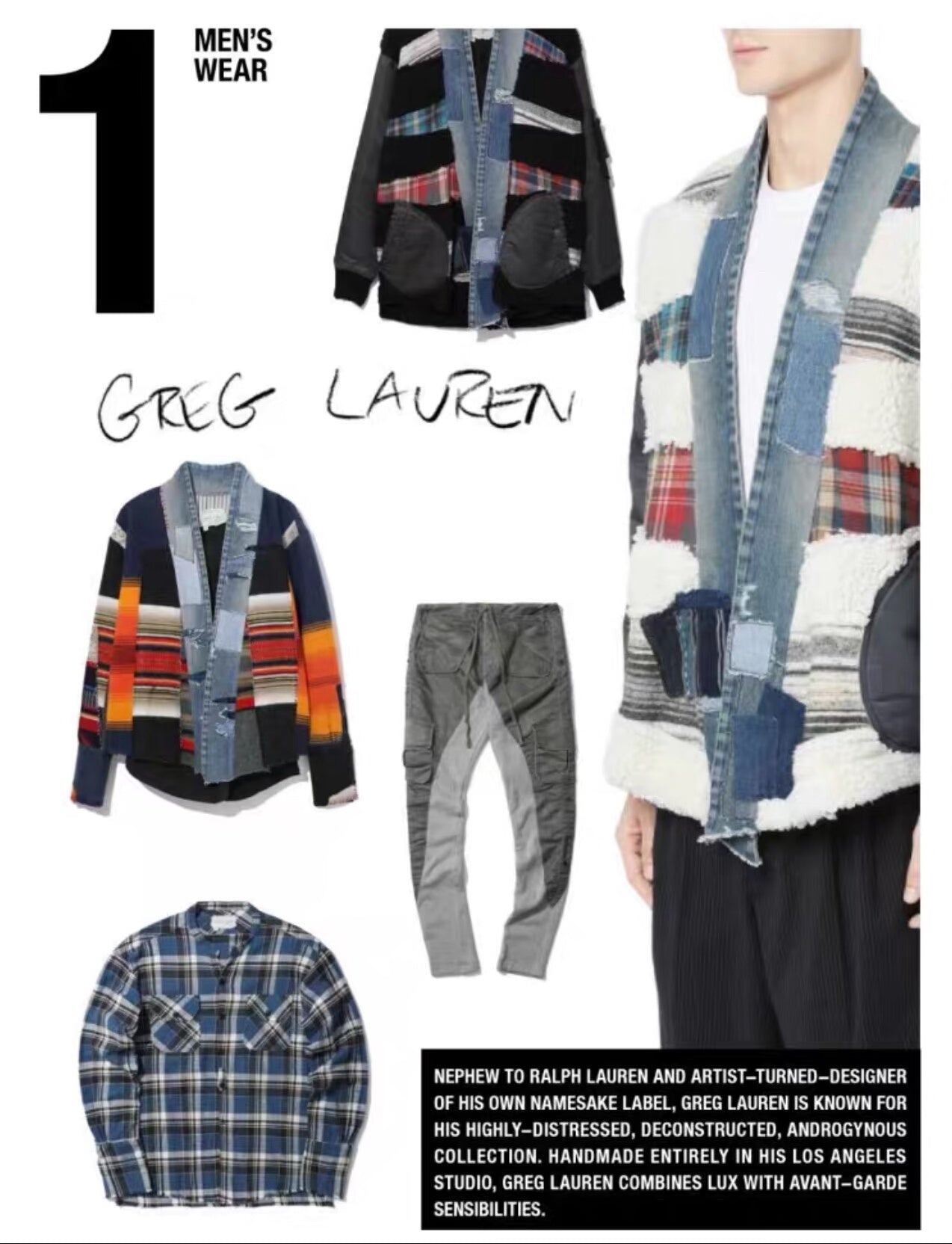 Greg Lauren Shearling Patchwork Robe