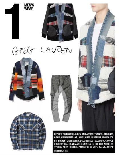 Greg Lauren Shearling Patchwork Robe