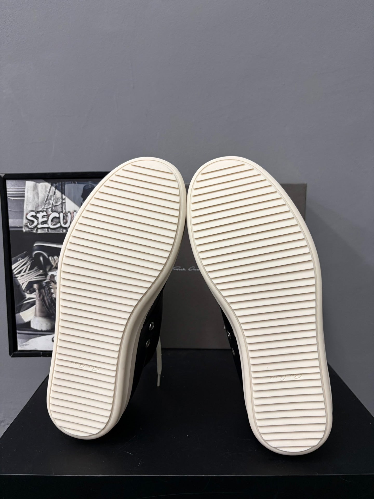 Rick Owens Leather Black White Low-Top Sneakers