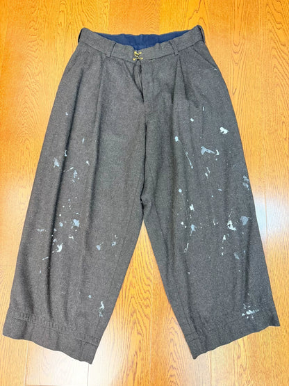 kolor black wool pants with paint splatter