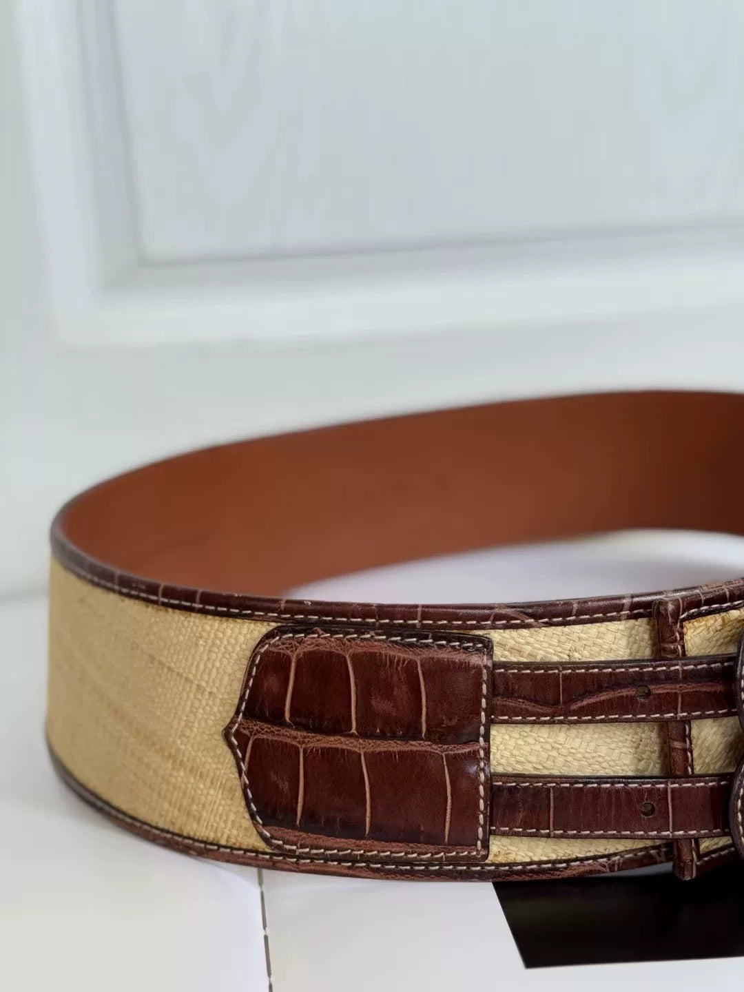 Ralph Lauren Western Straw Leather Belt
