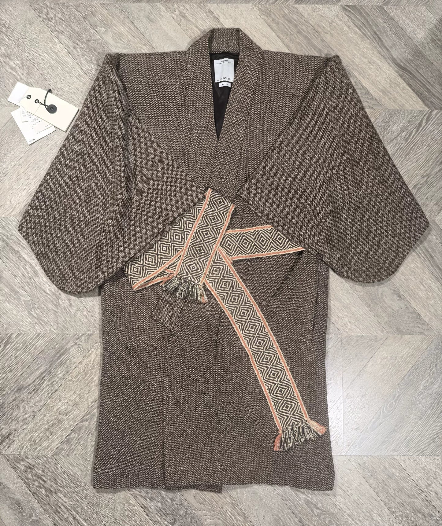 Visvim Yukata Coat Herringbone Silk Wool Blend