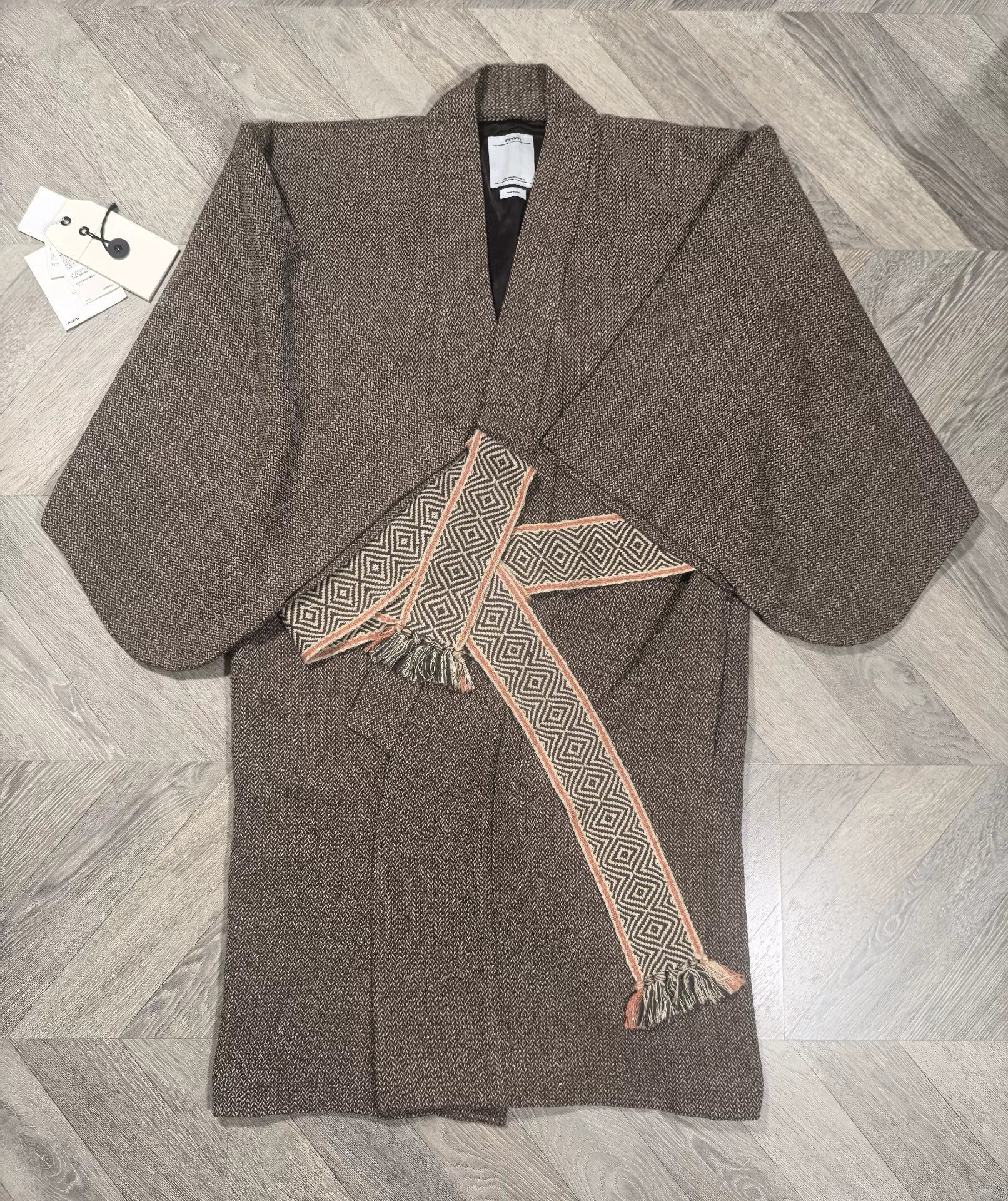 Visvim Yukata Coat Herringbone Silk Wool Blend