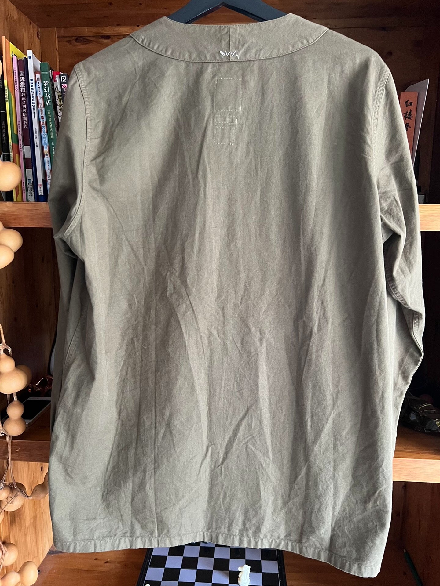 visvim Giza Cotton Baseball Shirt in Olive Green