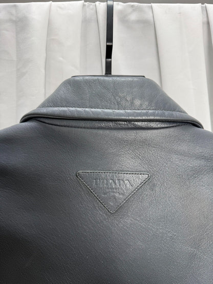 Prada Raf Simons Distressed Leather Jacket