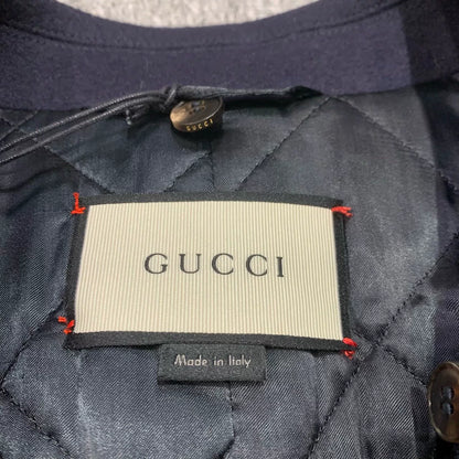 navy double-breasted wool coat by Gucci