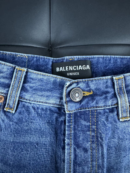 Balenciaga Straight Cut Distressed Jeans
