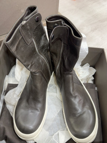 Rick Owens Black Leather Mid-Calf Boots