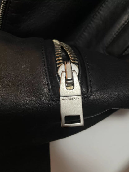 balenciaga hooded leather jacket size 48