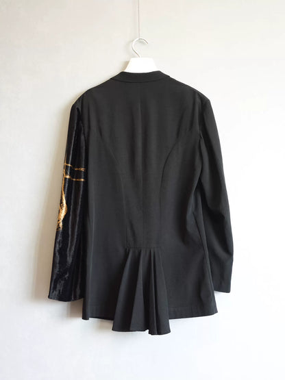 yohji yamamoto velvet sleeve cascade jacket