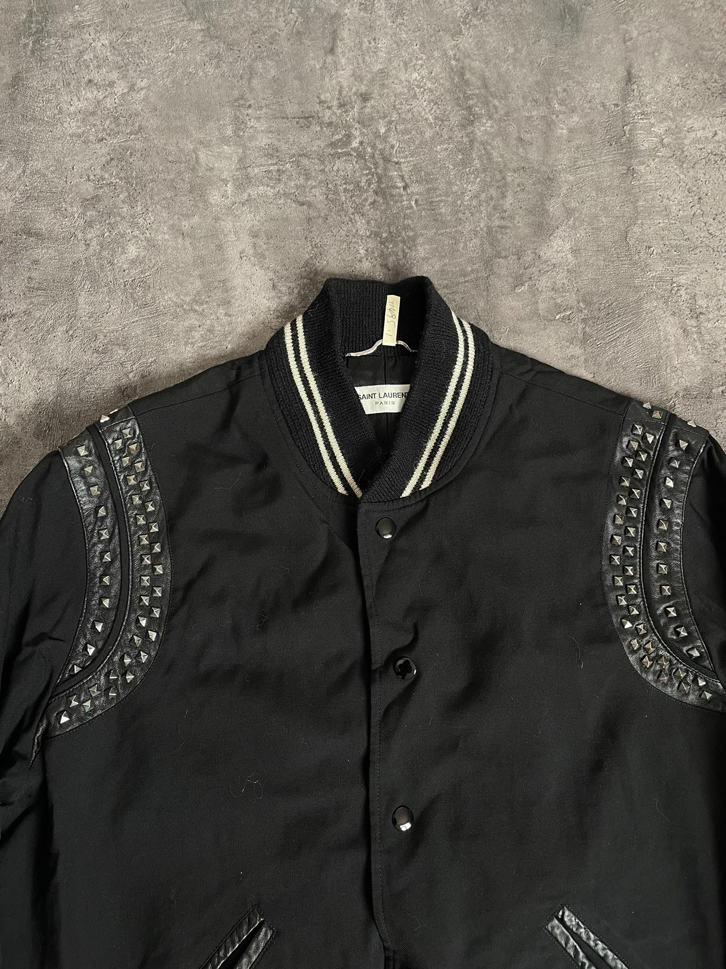 Saint Laurent Studded Varsity Bomber Jacket