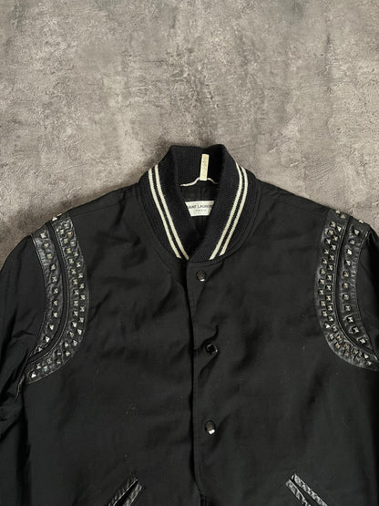 Saint Laurent Studded Varsity Bomber Jacket