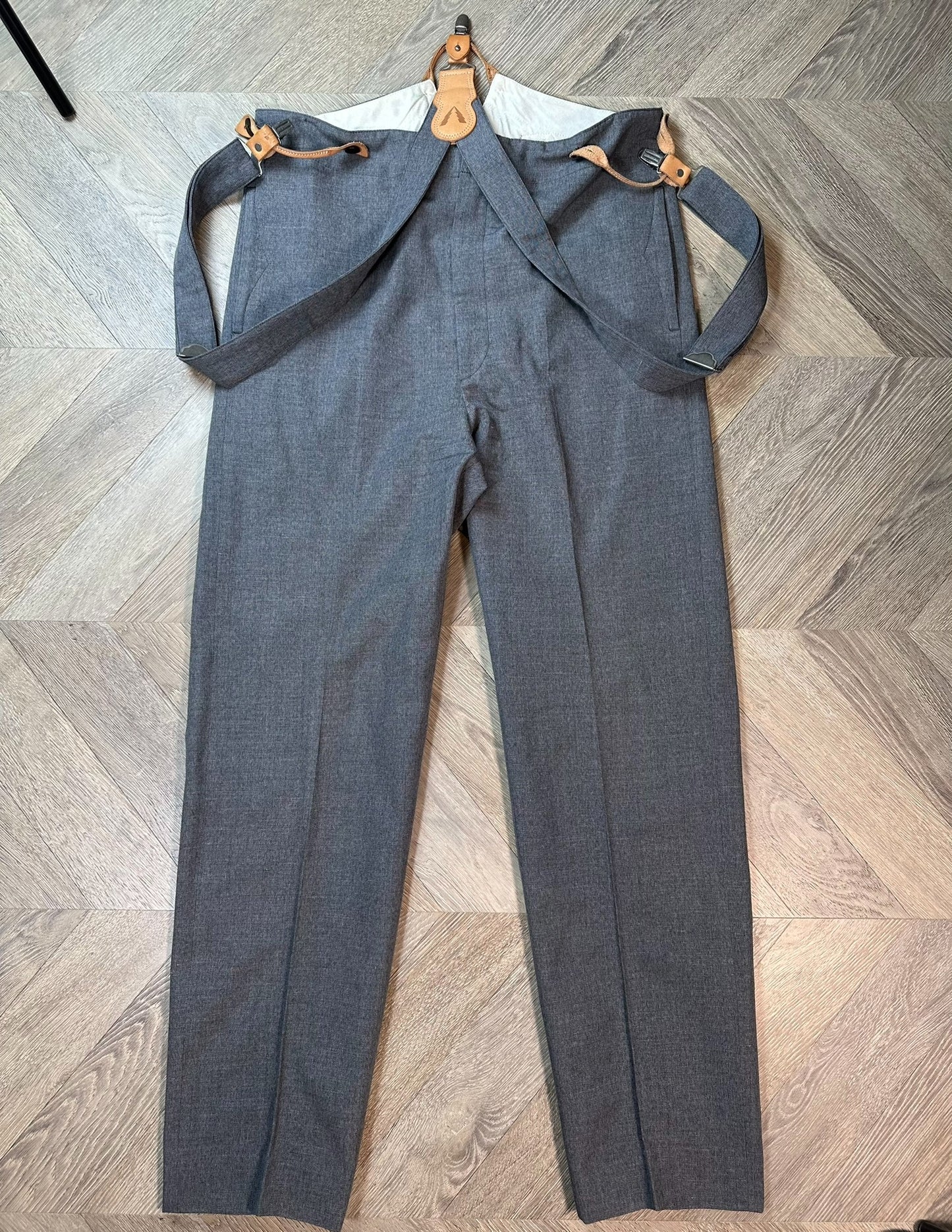 visvim anton suspender pants in gray