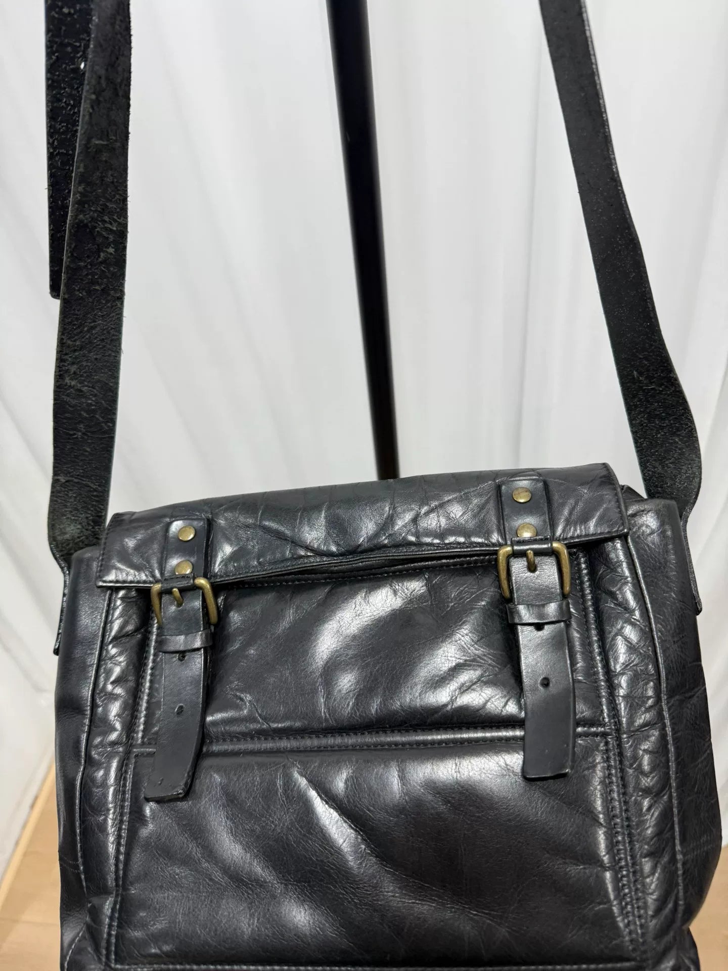 Dries Van Noten Waxed Leather Messenger Bag