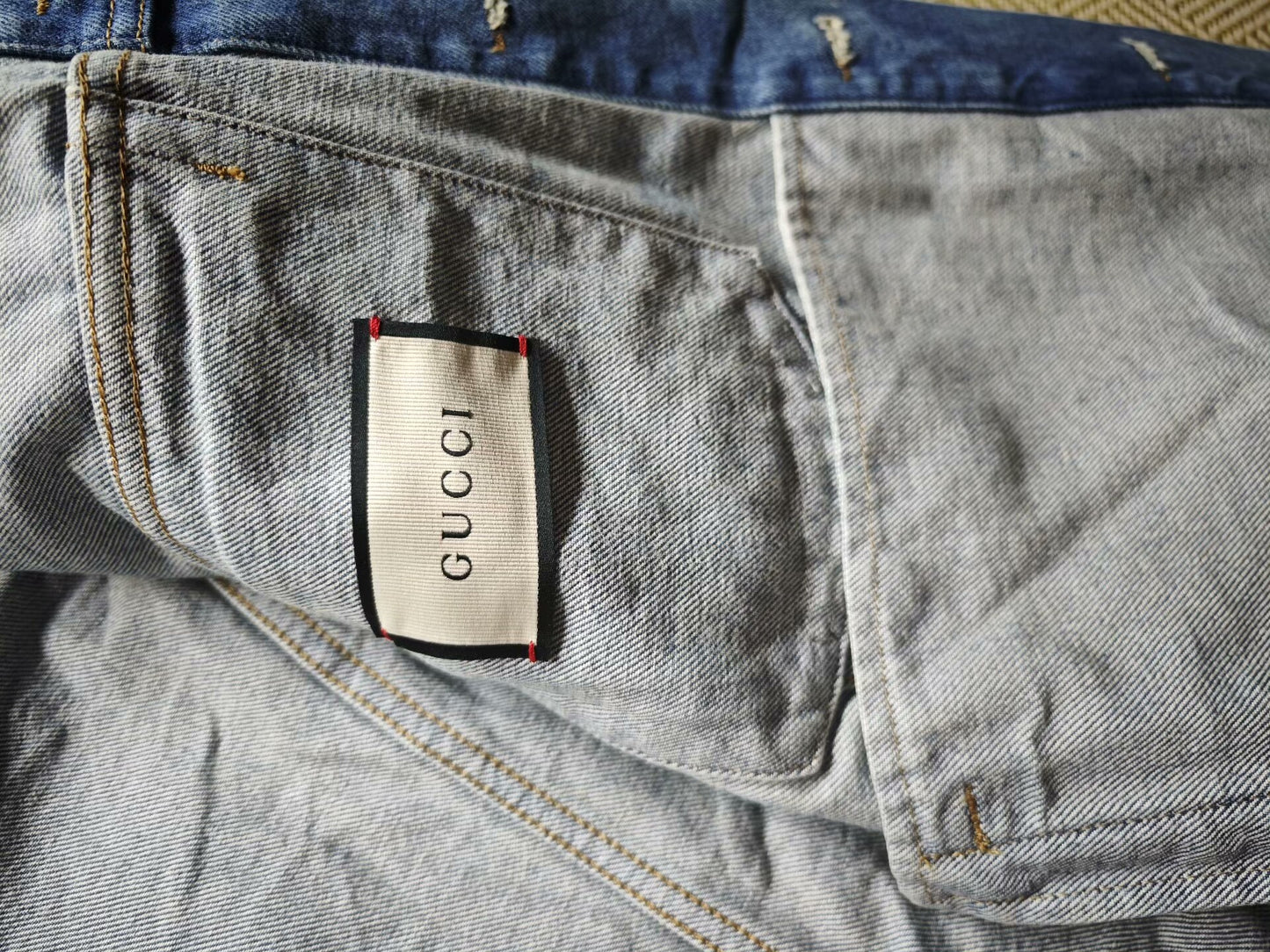 gucci vintage denim jacket with nautical patch