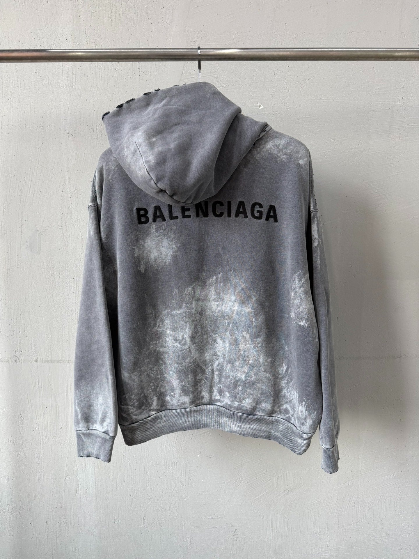 Balenciaga Gray Tie-Dye Logo Hoodie