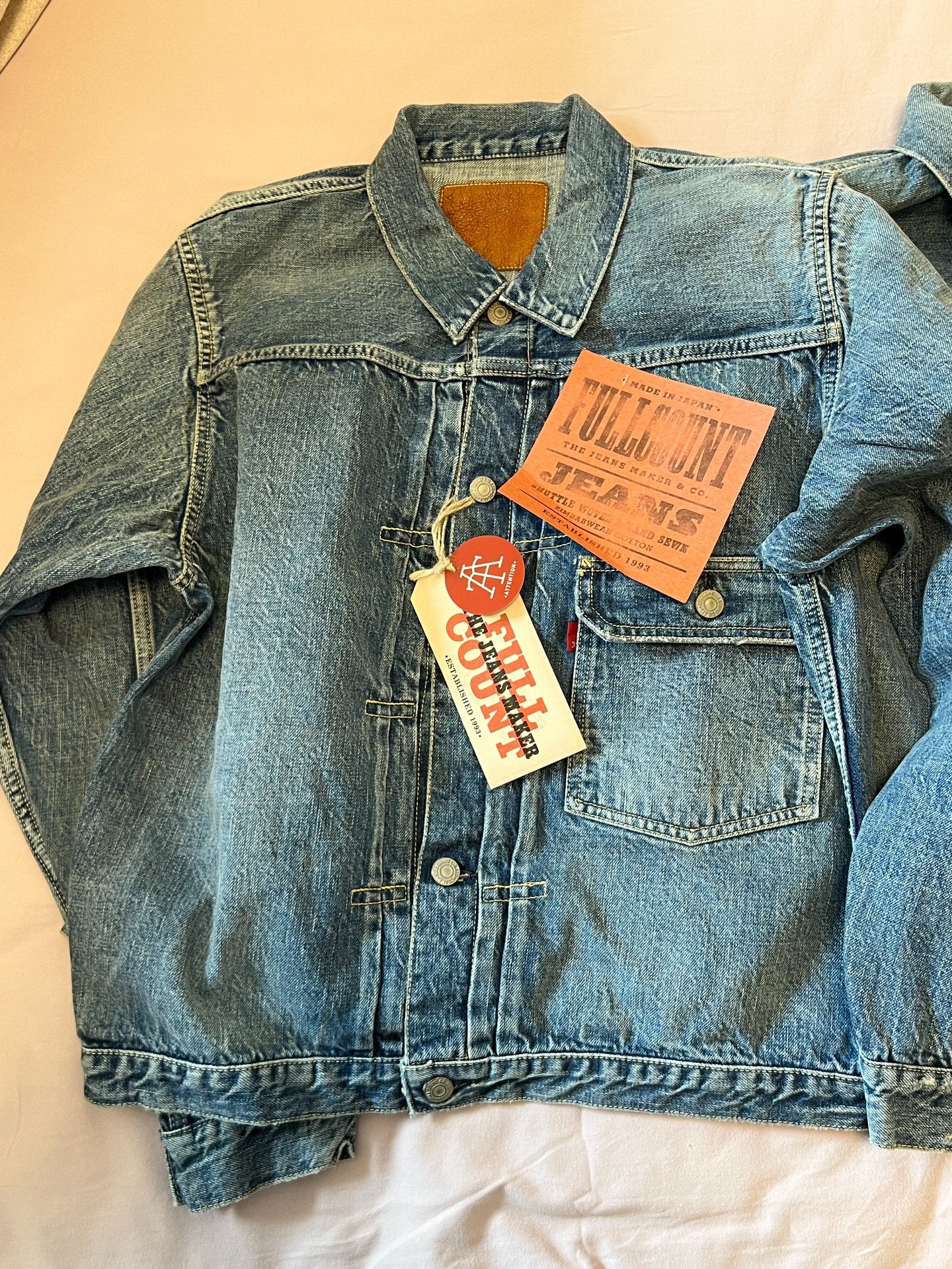 FULLCOUNT Washed Distressed Denim Jacket