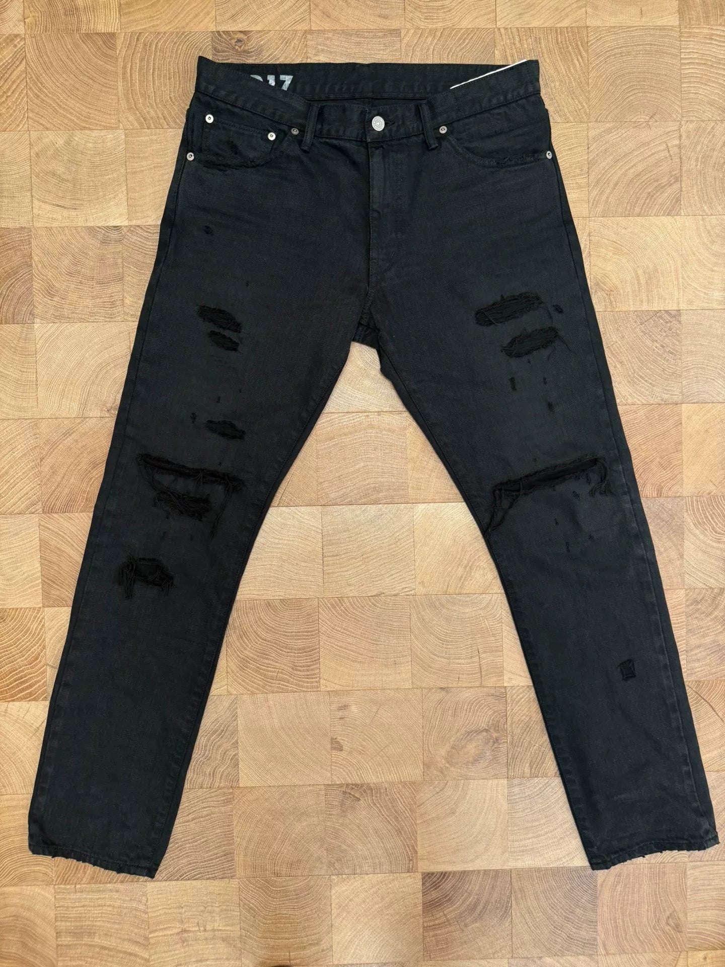 VISVIM 20SS Distressed Black Jeans
