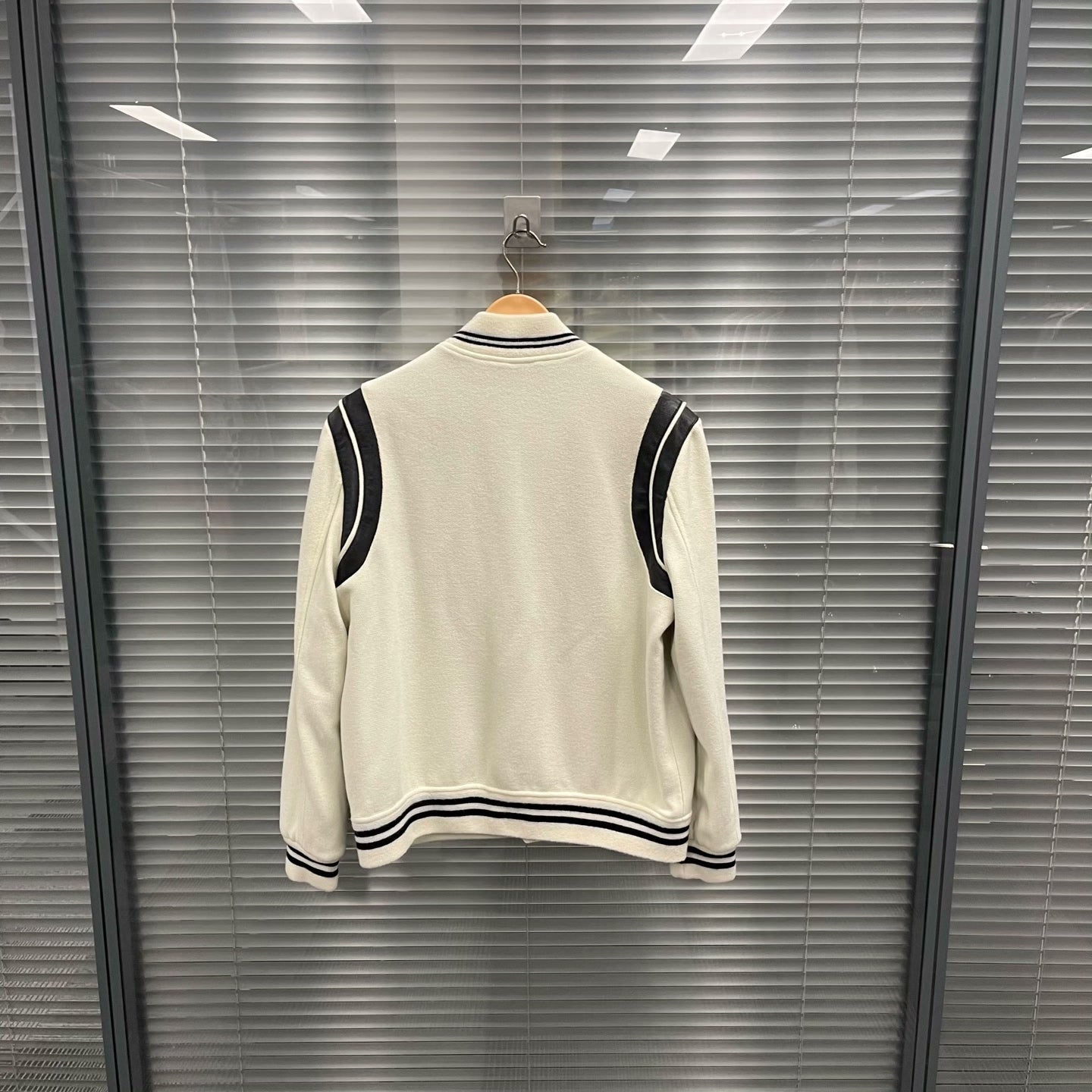 Saint Laurent Cream Black Varsity Jacket