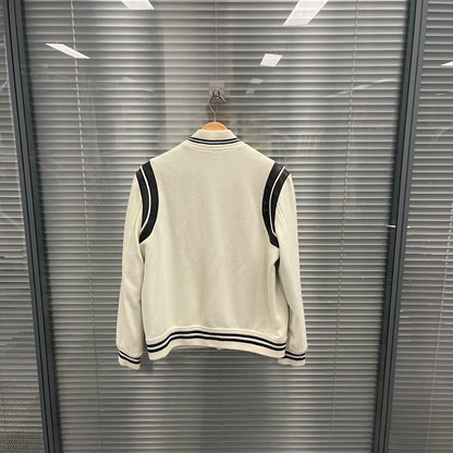 Saint Laurent Cream Black Varsity Jacket