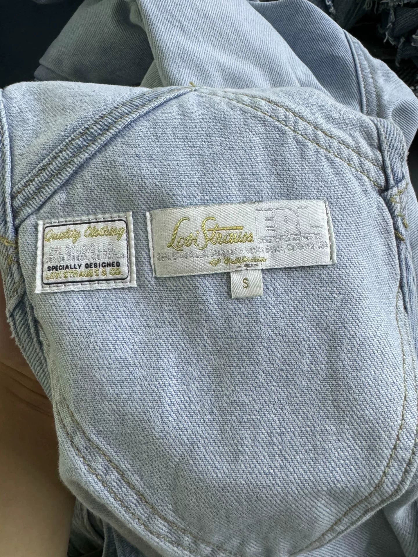 ERL Denim Overalls with Distressed Detail