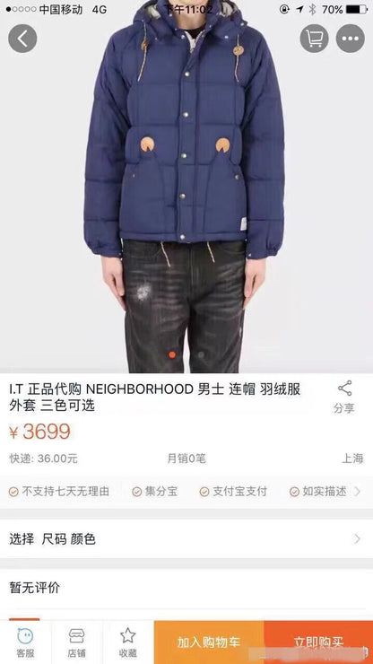 neighborhood icewall hooded puffer jacket