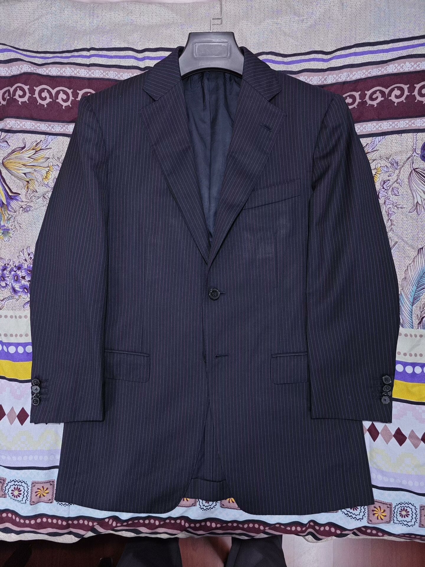 Zegna Italian Wool Striped Suit Jacket