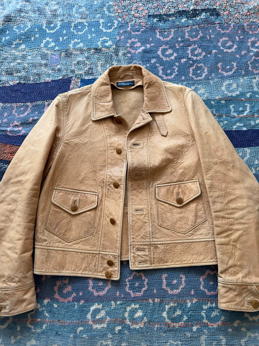 beige leather jacket by polo ralph lauren