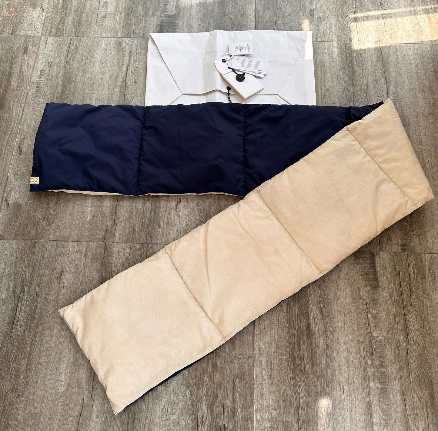 visvim down muffler scarf in ivory