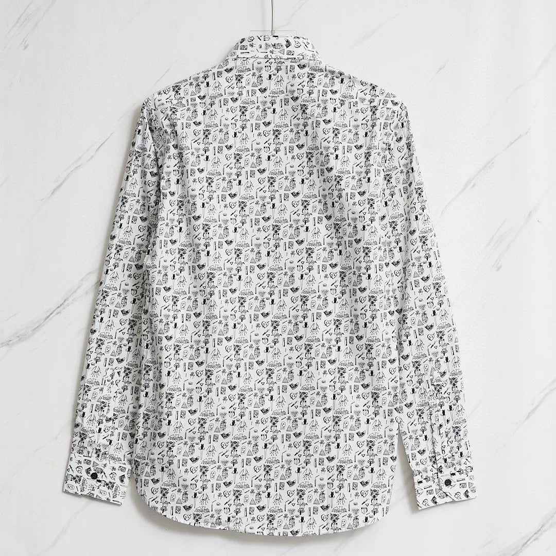 Saint Laurent Men's White Printed Shirt
