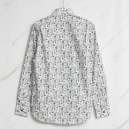 Saint Laurent Men's White Printed Shirt
