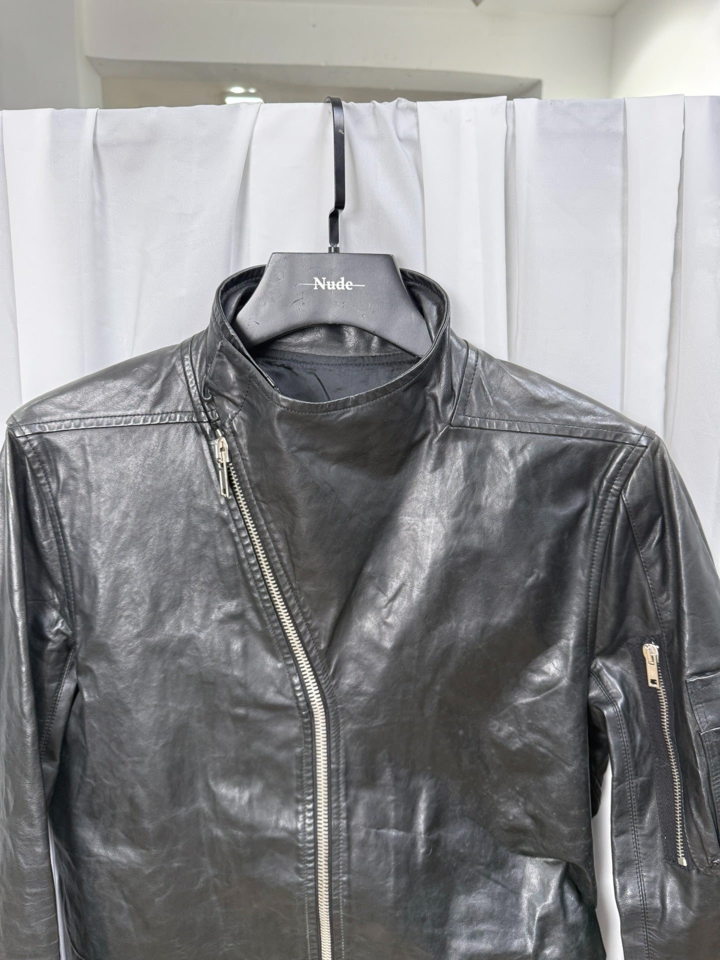 Rick Owens Stand Collar Biker Jacket