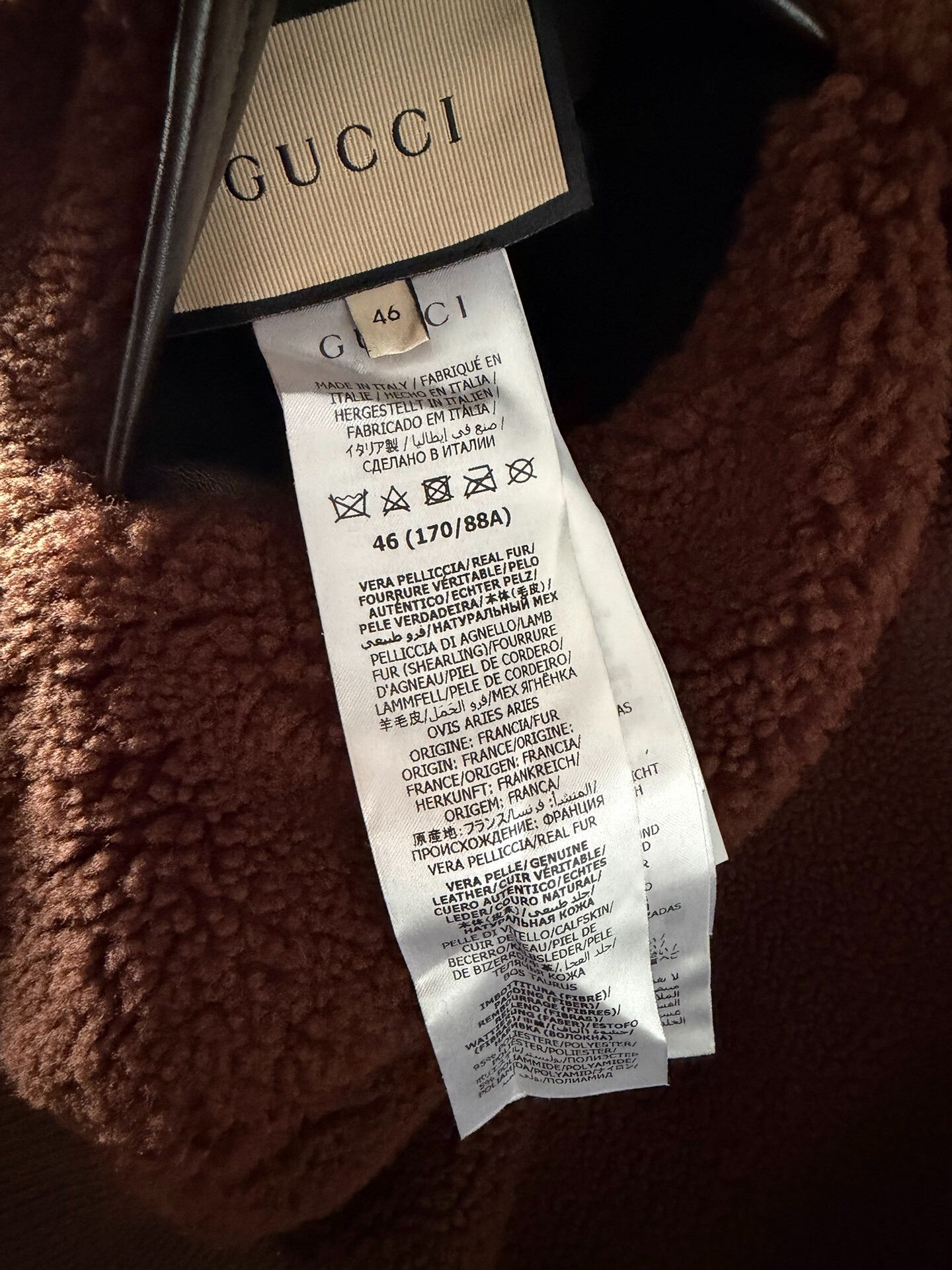 gucci leather and wool jacket in brown