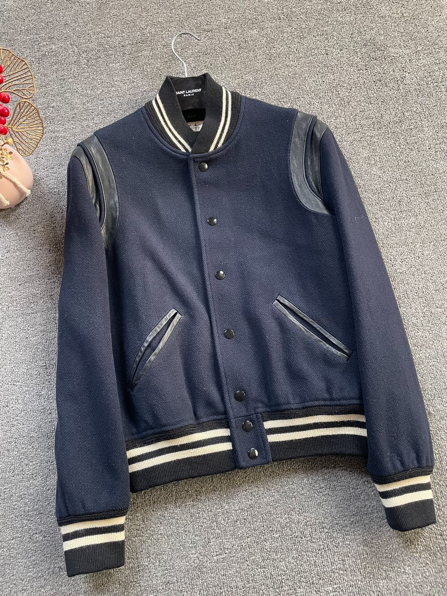 Saint Laurent 14FW Navy Varsity Jacket