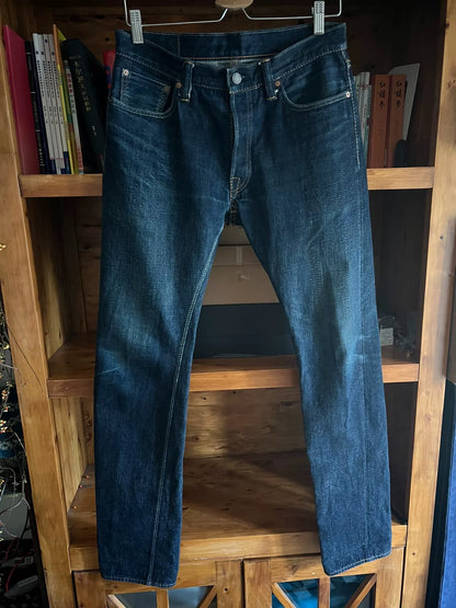 pure blue japanese straight denim jeans