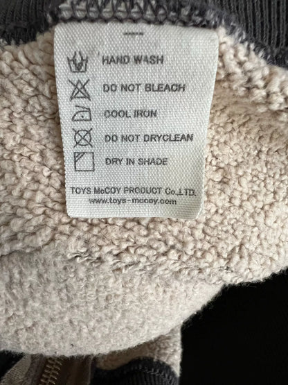 vintage gray zip-up sweatshirt with gold print