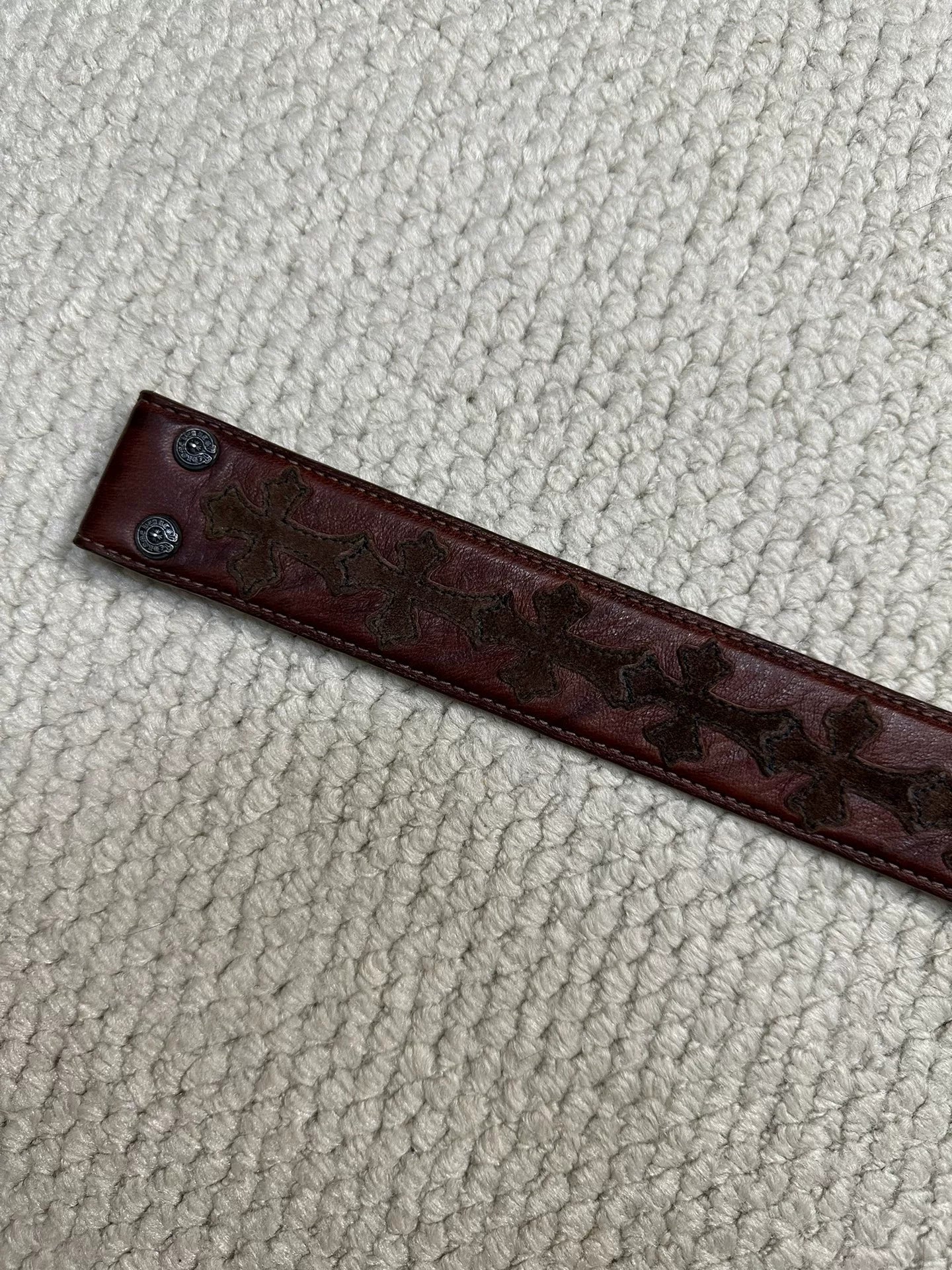 Chrome Hearts Brown Suede Cross Patch Belt 32
