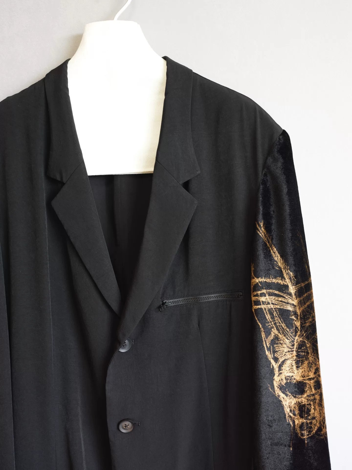 yohji yamamoto velvet sleeve cascade jacket