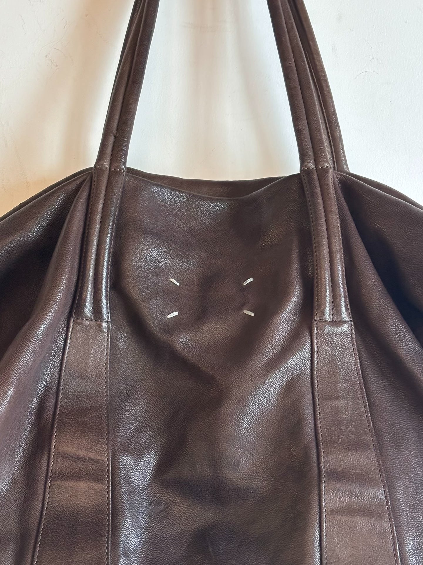 maison martin margiela camel leather travel bag