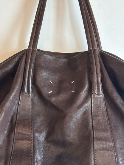 maison martin margiela camel leather travel bag