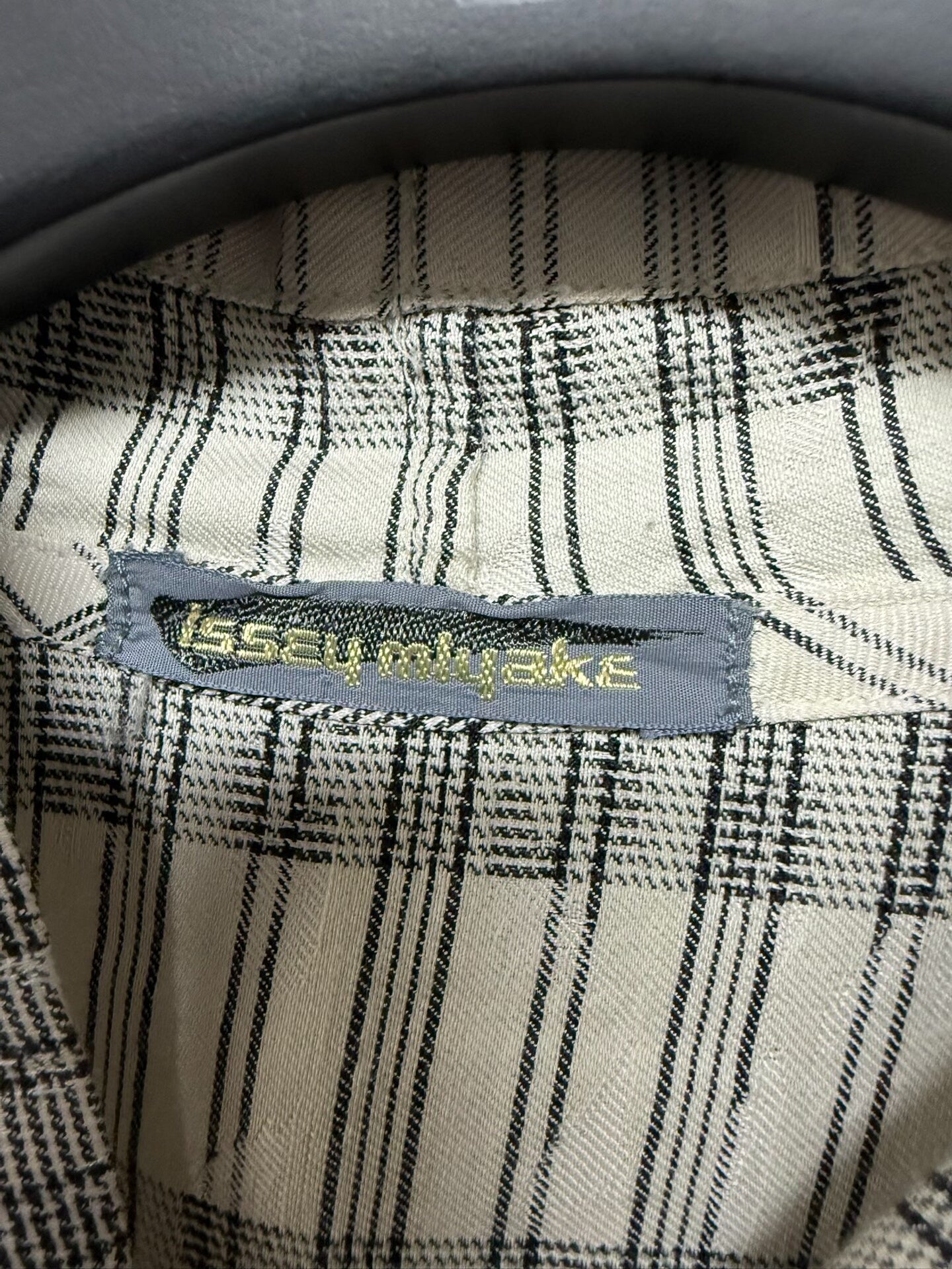 issey miyake striped linen collar shirt