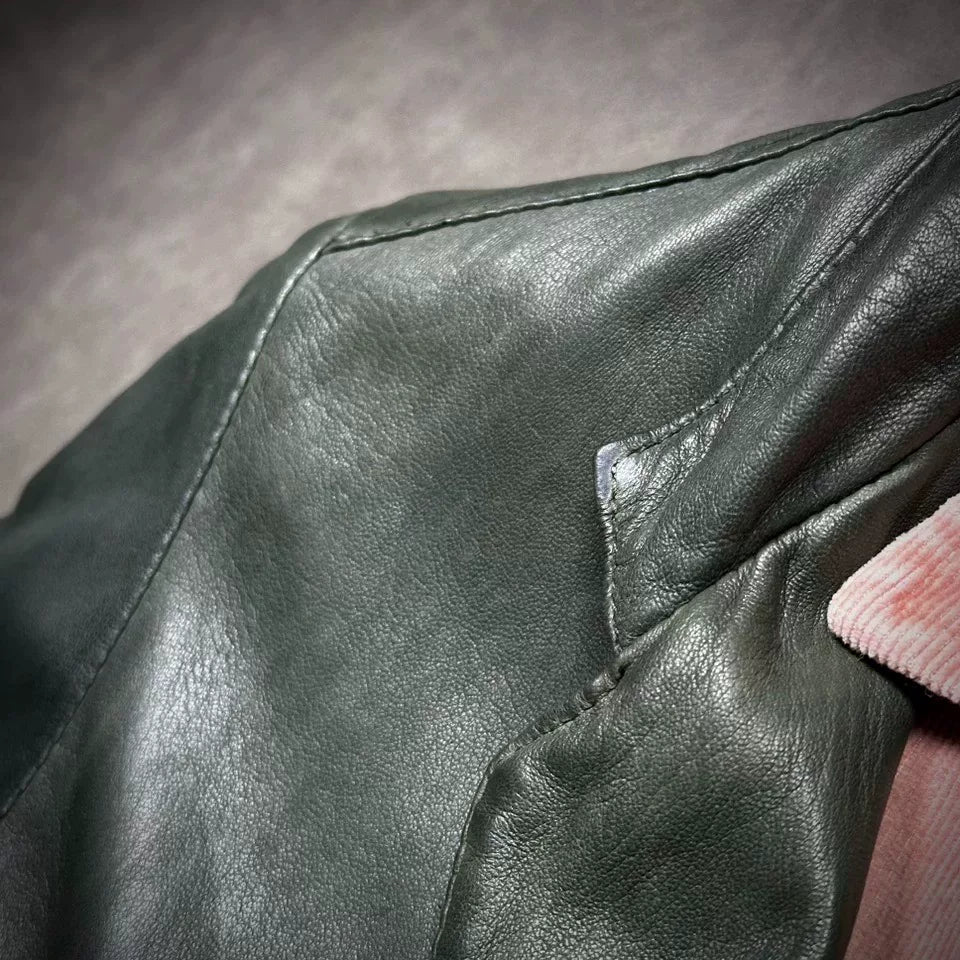 Giorgio Brato Men's Green Leather Jacket