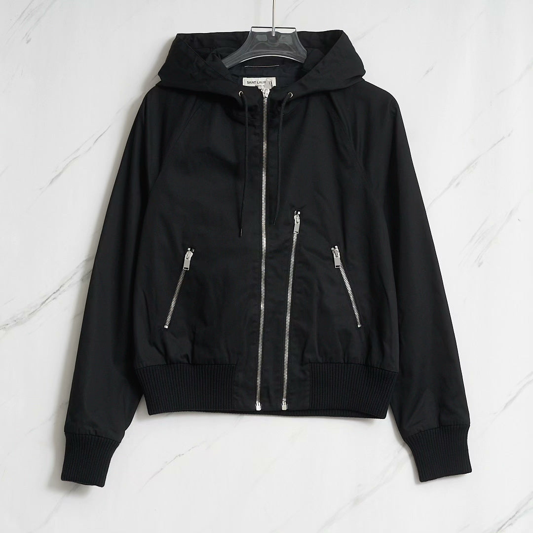 Saint Laurent Men's Black Hooded Jacket
