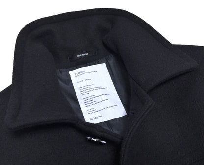 black wool watch coat with single button