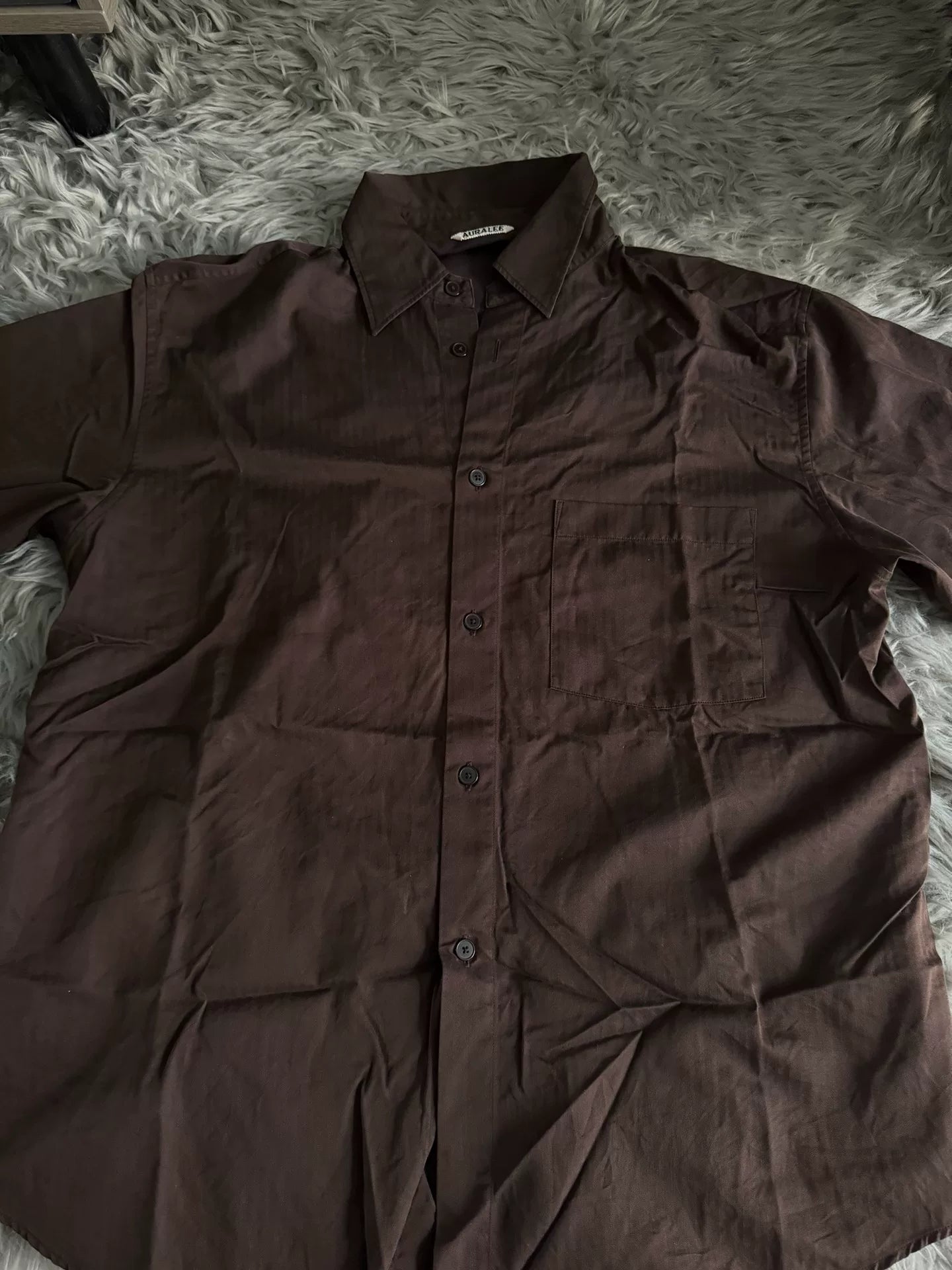 Auralee Brown Short-Sleeve Shirt