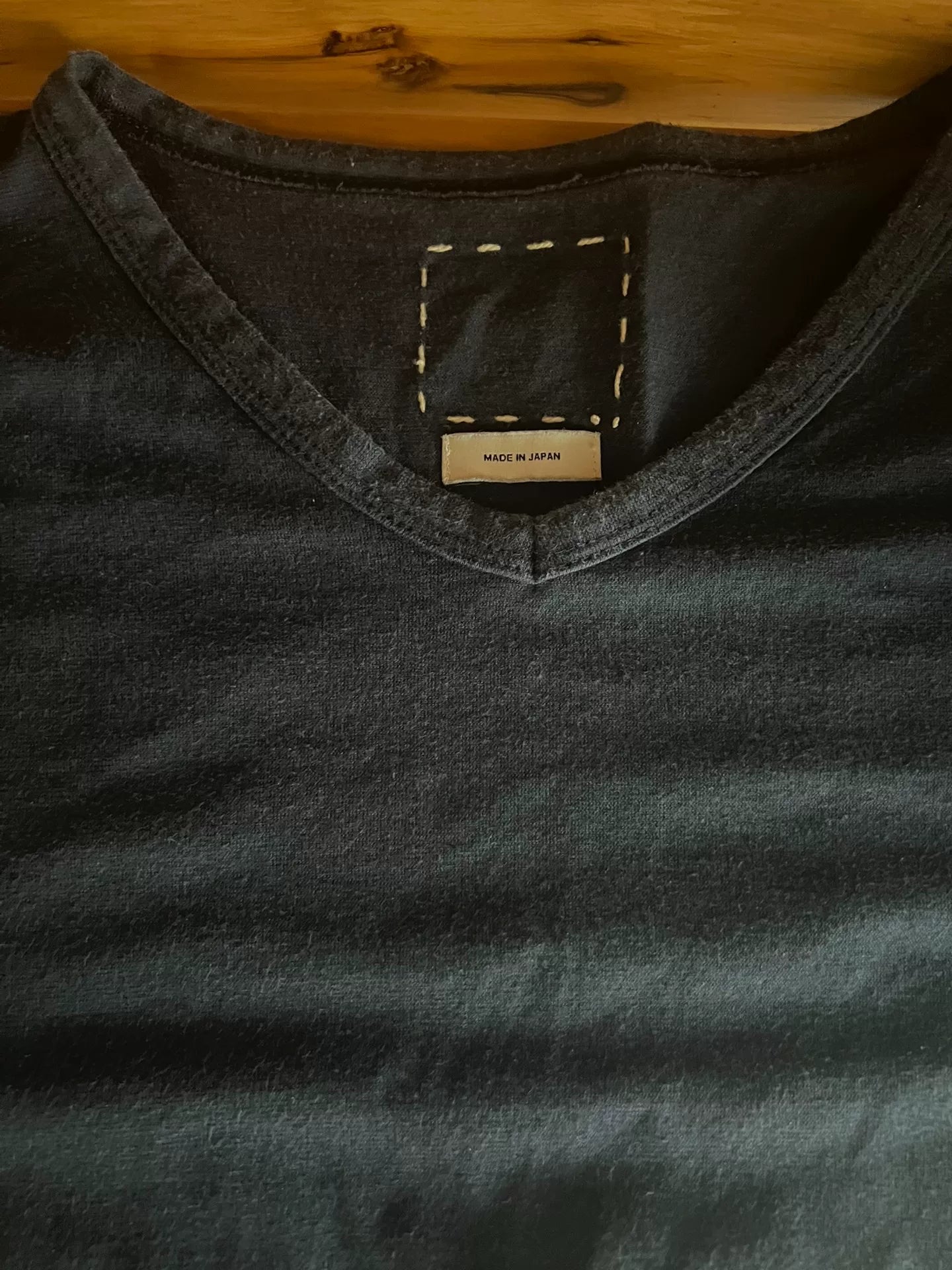 visvim Blue Dyed V-Neck Short Sleeve Tee
