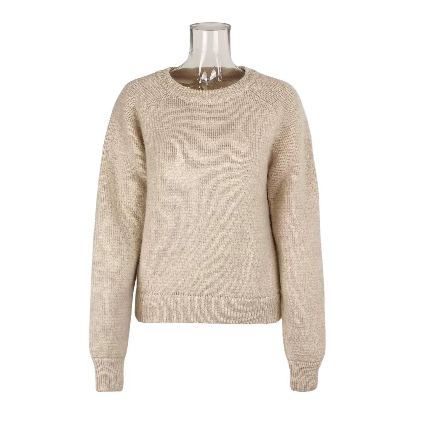 Saint Laurent Beige Ribbed Crew Neck Sweater