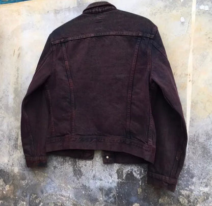 vintage 80s lee denim jacket with unique dye