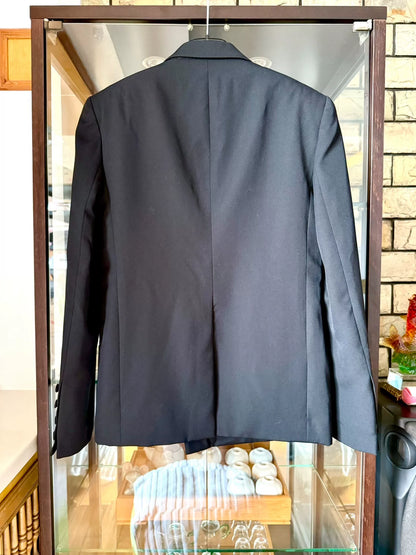 saint laurent black satin double-breasted blazer